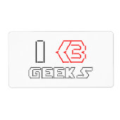 I Heart Geeks ASCII ART Etiket (Voorkant)