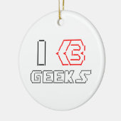 I Heart Geeks ASCII ART Keramisch Ornament (Links)