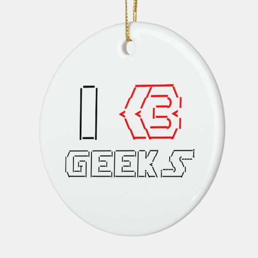 I Heart Geeks ASCII ART Keramisch Ornament (Links)