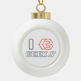 I Heart Geeks ASCII ART Keramische Bal Ornament