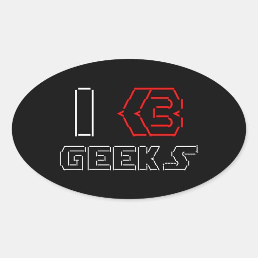 I Heart Geeks ASCII ART Ovale Sticker (Voorkant)