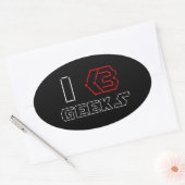 I Heart Geeks ASCII ART Ovale Sticker (Envelop)
