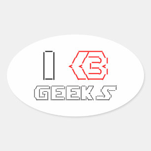 I Heart Geeks ASCII ART Ovale Sticker