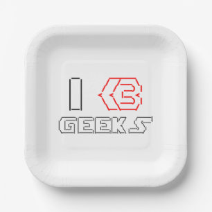 I Heart Geeks ASCII ART Papieren Bordje