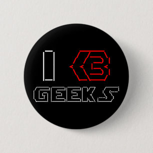 I Heart Geeks ASCII ART Ronde Button 5,7 Cm