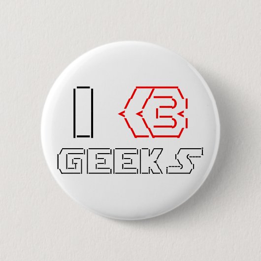 I Heart Geeks ASCII ART Ronde Button 5,7 Cm (Voorkant)