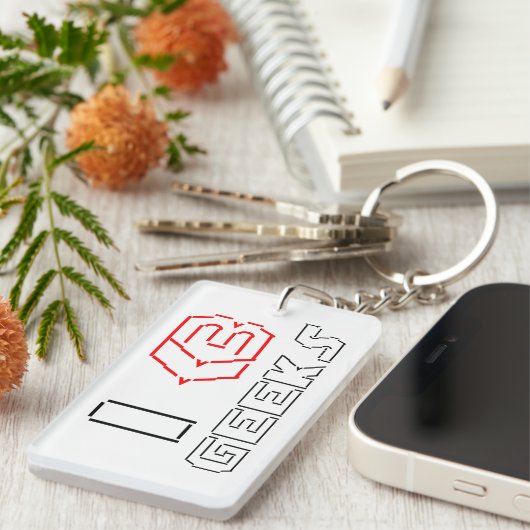 I Heart Geeks ASCII ART Sleutelhanger (Voorkant Rechts)