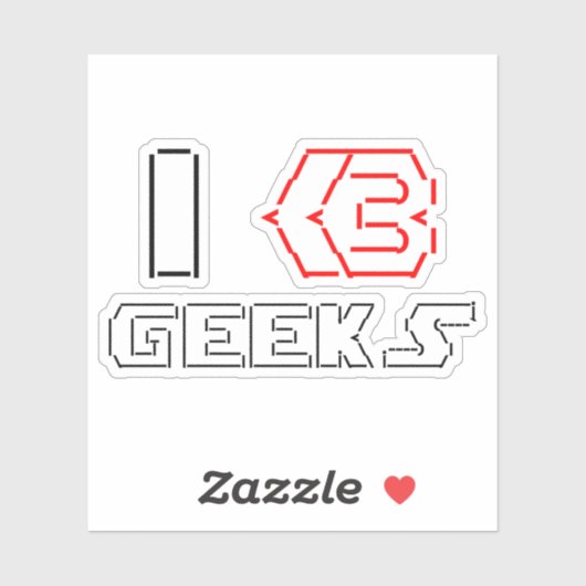I Heart Geeks ASCII ART Sticker (Vel)