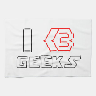 I Heart Geeks ASCII ART Theedoek