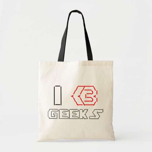 I Heart Geeks ASCII ART Tote Bag (Voorkant)