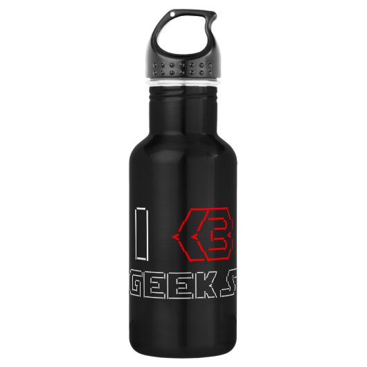 I Heart Geeks ASCII ART Waterfles (Voorkant)