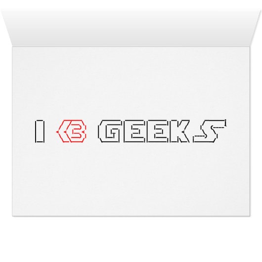 I Heart Geeks ASCII ART Wenskaart (Binenzijde Horizontaal (Onderkant))