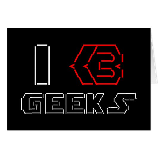 I Heart Geeks ASCII ART Wenskaart (Voorkant Horizontaal)