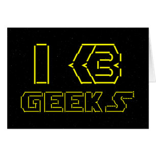 I Heart Geeks ASCII ART Wenskaart