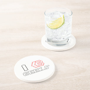 I Heart Geeks ASCII ART Zandsteen Onderzetter