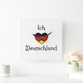 "I Heart Germany" German Pride Cute Vierkante Klok (Huis)