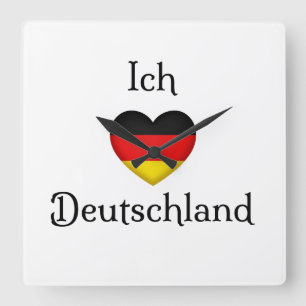 "I Heart Germany" German Pride Cute Vierkante Klok