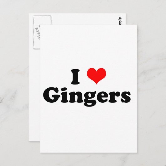 I Heart Gingers Briefkaart (Voorkant / Achterkant)