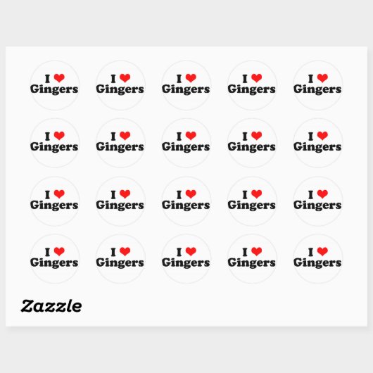 I Heart Gingers Ronde Sticker (Vel)