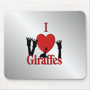 I Heart Giraffe Silver Muismat