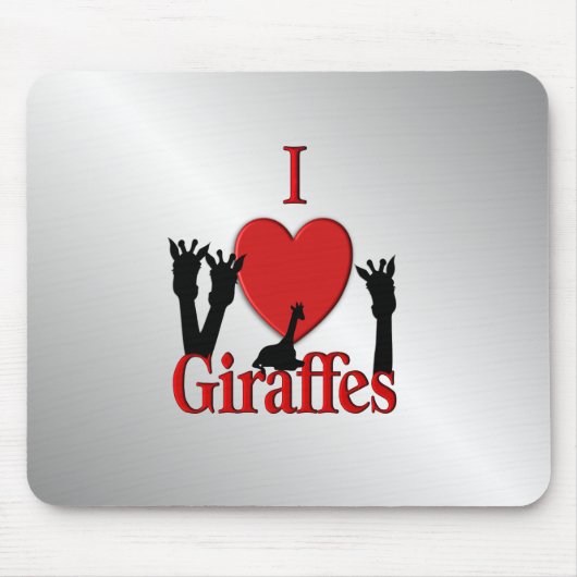 I Heart Giraffe Silver Muismat (Voorkant)