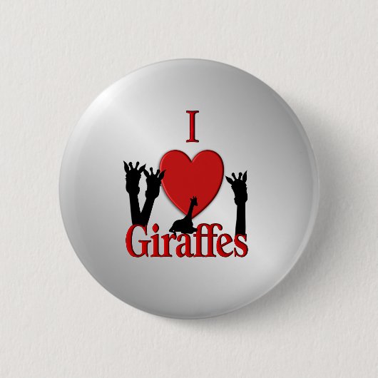I Heart Giraffe Silver Ronde Button 5,7 Cm (Voorkant)