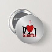 I Heart Giraffe Silver Ronde Button 5,7 Cm (Voorkant /achterkant)