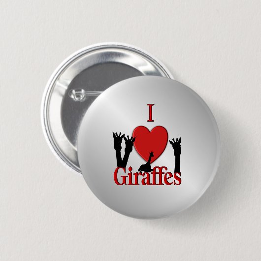 I Heart Giraffe Silver Ronde Button 5,7 Cm (Voorkant /achterkant)