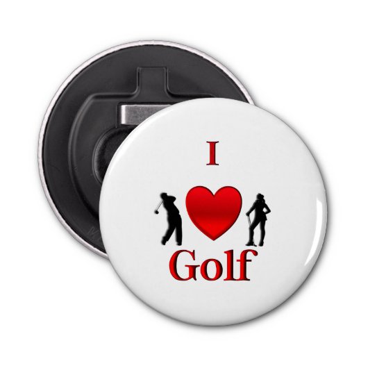 I Heart Golf Button Flesopener (Voorkant)