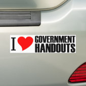 I Heart Government Handouts Bumpersticker (Op auto)