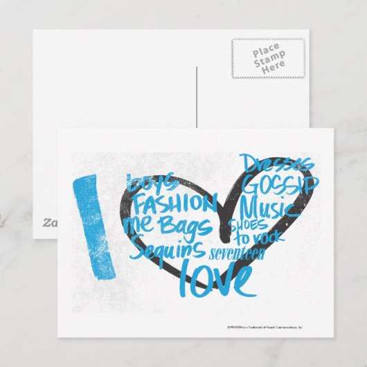 I Heart Graffiti Aqua Briefkaart (Voorkant / Achterkant)