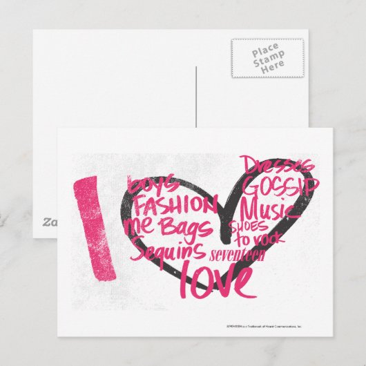 I Heart Graffiti Magenta Briefkaart (Voorkant / Achterkant)