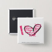 I Heart Graffiti Magenta Vierkante Button 5,1 Cm (Voorkant /achterkant)