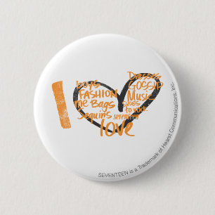 I Heart Graffiti Oranje Ronde Button 5,7 Cm