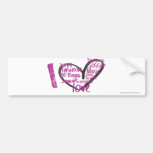 I Heart Graffiti Paars Bumpersticker