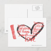 I Heart Graffiti roze Briefkaart (Voorkant / Achterkant)