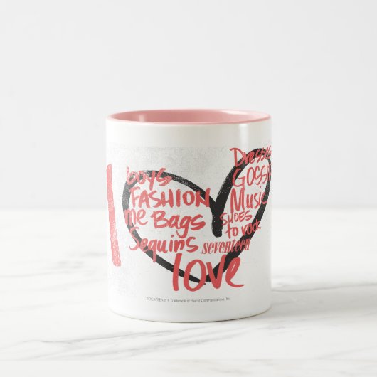 I Heart Graffiti roze Tweekleurige Koffiemok (Center)