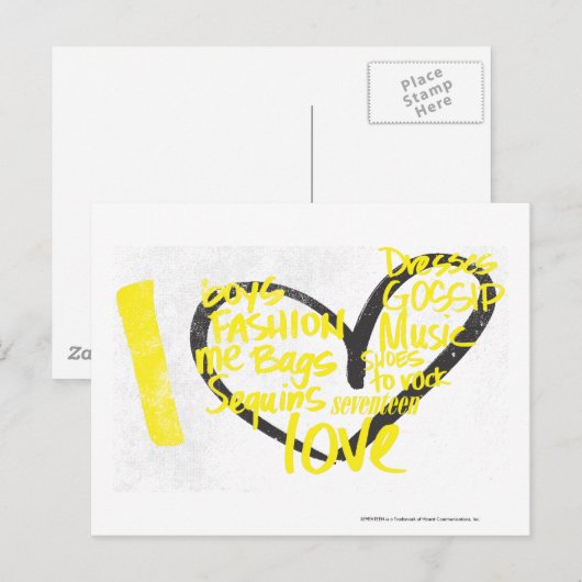 I Heart Graffiti Yellow Briefkaart (Voorkant / Achterkant)