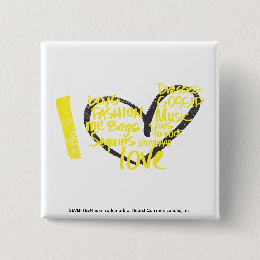 I Heart Graffiti Yellow Vierkante Button 5,1 Cm (Voorkant)