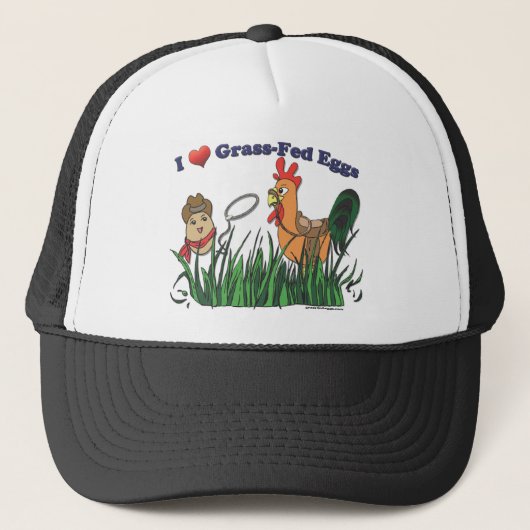 I Heart Grass-Fed Eggs Trucker Pet (Voorkant)