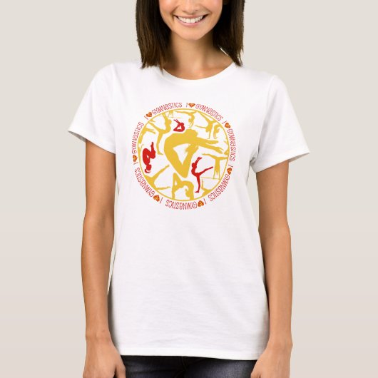 I Heart Gymnastics - Gold en Red T-shirt (Voorkant)