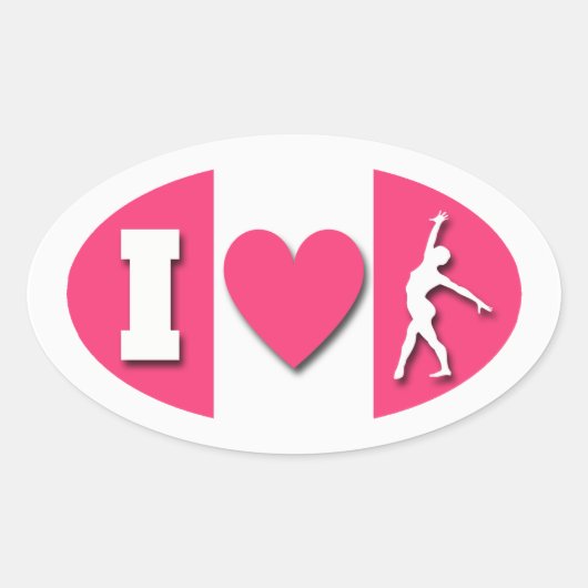 I Heart Gymnastics Ovale Sticker (Voorkant)