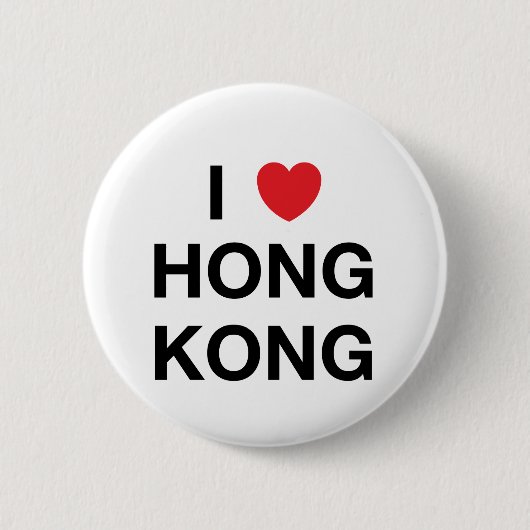 I HEART HONG KONG Badge Pin Ronde Button 5,7 Cm (Voorkant)
