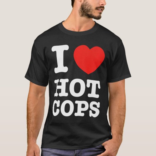 I Heart Hot Cops Premium T-shirt (Voorkant)
