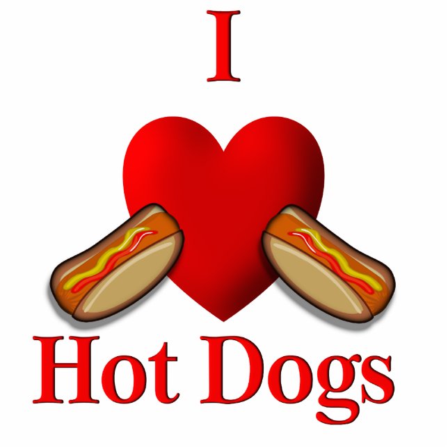 I Heart Hot Dogs Staand Fotobeeldje (Voorkant)
