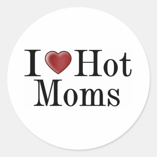 I Heart Hot Moms Ronde Sticker (Voorkant)