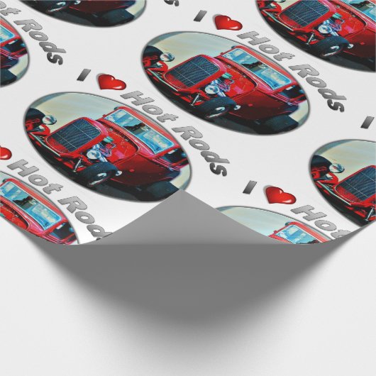 I Heart Hot Rods - Matte Wrapping Paper, 30 x 6 in Cadeaupapier (Hoek)