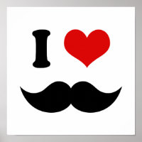 I Heart I Love Black Mustache