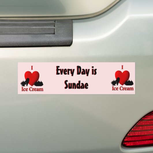 I Heart Ice Cream Bumpersticker (Op auto)