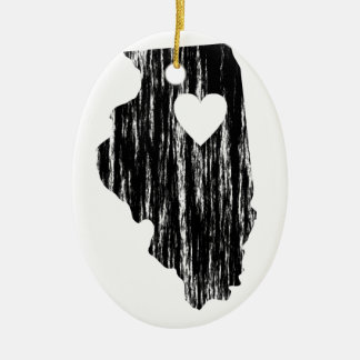 I Heart Illinois Grunge Worn Outline State Love Keramisch Ornament